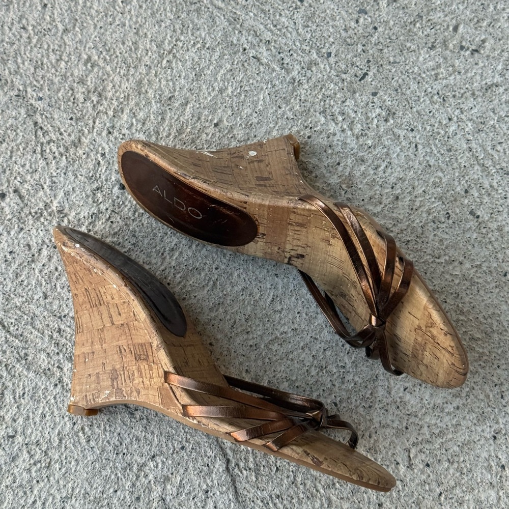 Aldo Tan and Brown Cork Wedges